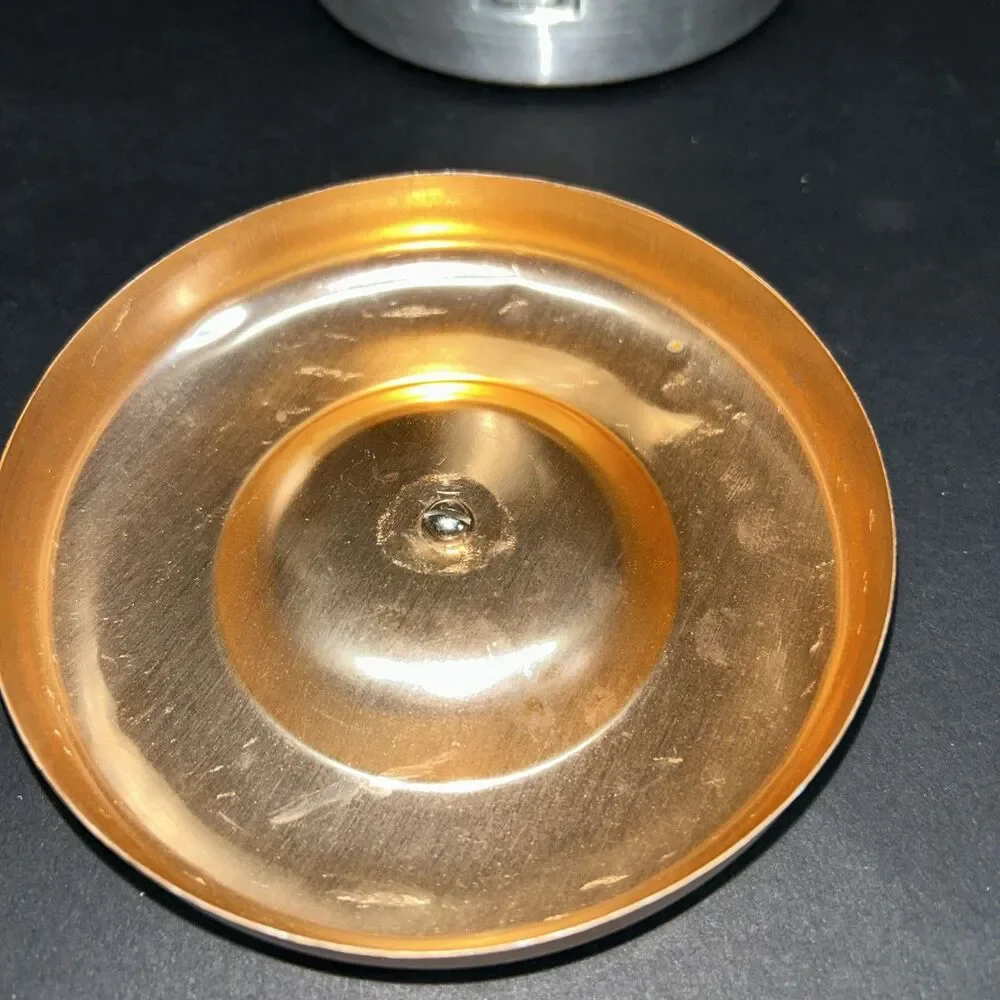 Vtg 60s Aluminum Coffee Canister Copper Lid Bakelite Knob Italy Made